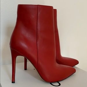 ALDO RED LEATHER STILETTO ANKLE BOOTS SZ 9